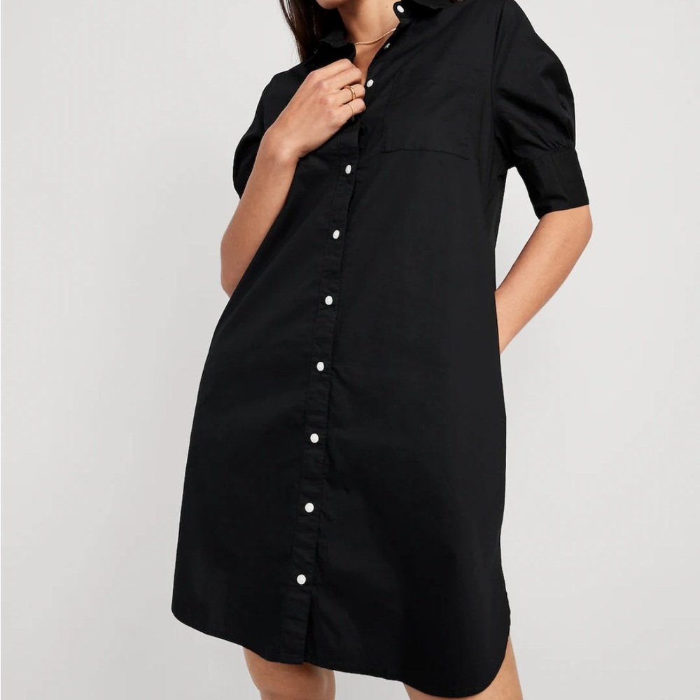 Old Navy Black Button-Up Dress